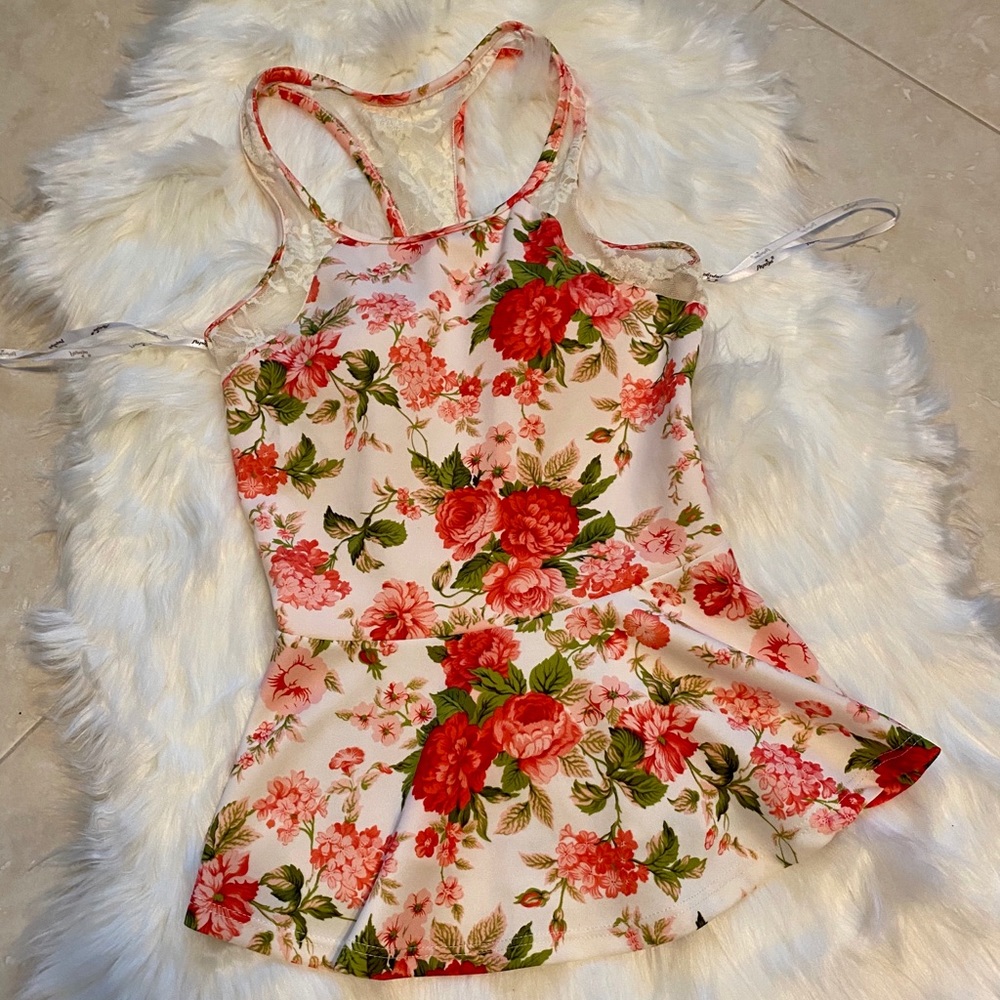 Papaya Floral Halter Top NWOT Size Small